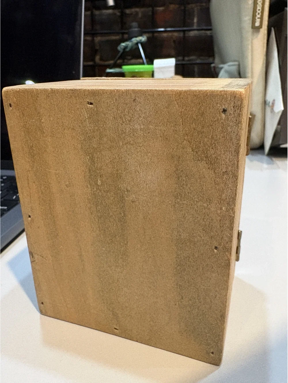 Vintage Wooden Apple Decor Box with Hinged Lid
